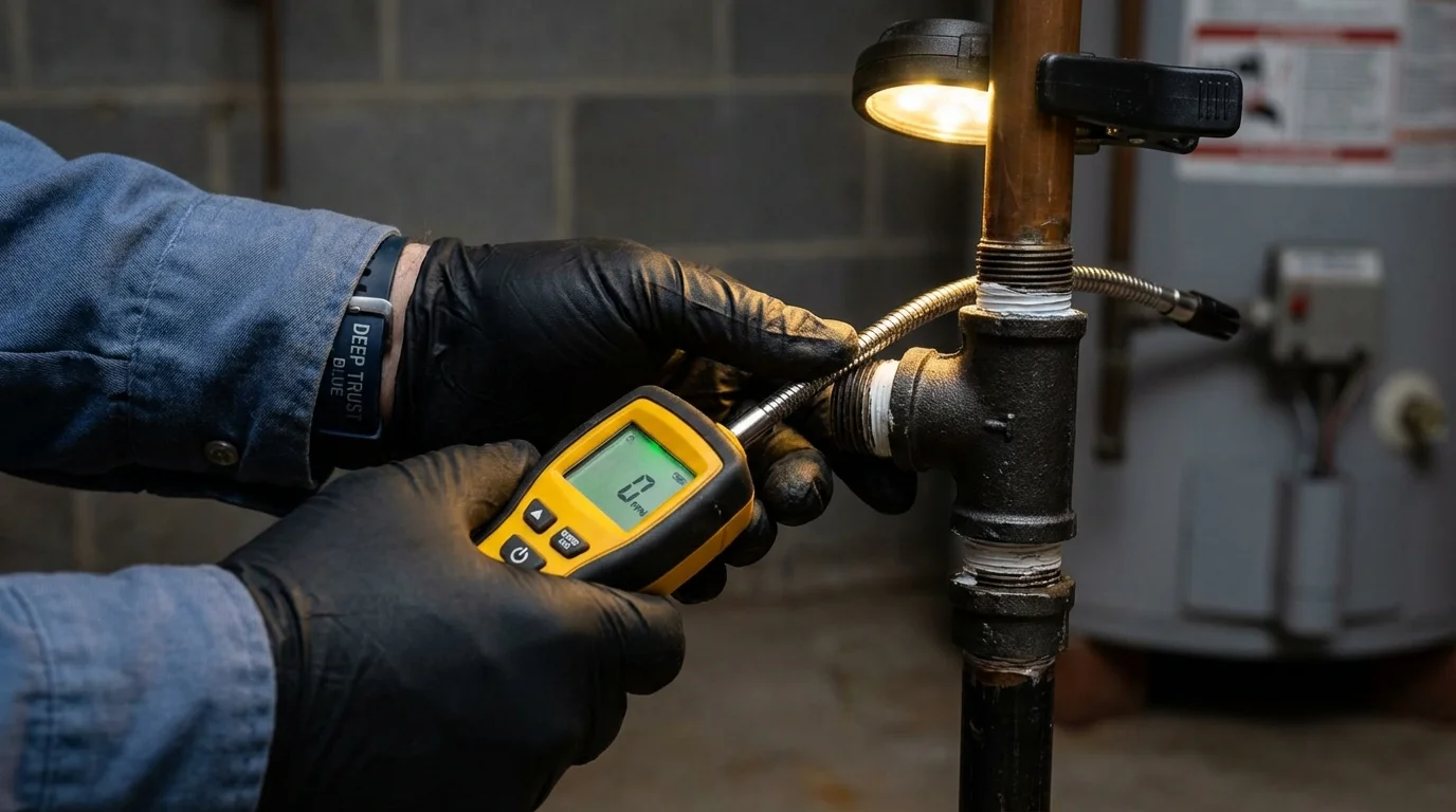Gas leak detection with electronic sniffer by Johns Plumbing LLC in Blandon