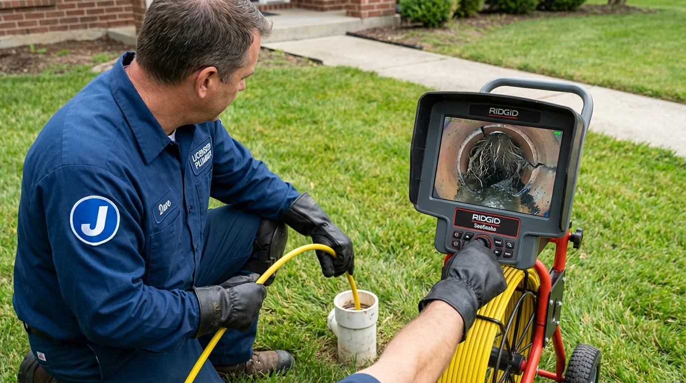 Sewer camera inspection being performed by Johns Plumbing LLC in Blandon